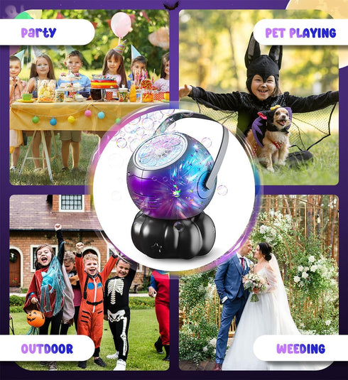20oz 3+ Bubble Machine - Halloween Bubble Maker for Kids with Big Bubbles Design, Multi-Color LED Light, CapacityUSB-C
