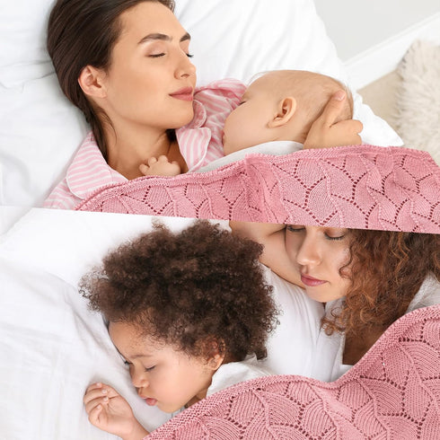 100% 43x35 Inches Baby Blankets Cotton Soft Airy Newborn Swaddle Infants Receiving Blanket for Crib Stoller Pink