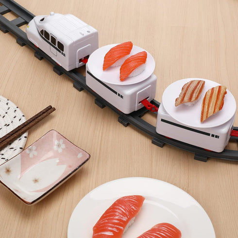 Set TOYANDONA Sushi Train Rotating Table Food Train Battery Powered Electric Train Toy Under Christmas Tree Train Track