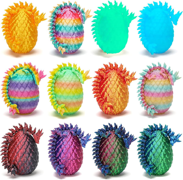 bgezxuy Mini 3D Printed Dragon Eggs with Dragon Inside, Articulated Crystal Dragons 3D