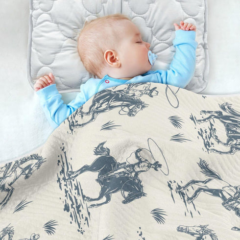 Mazeann 30x40in Cowboys Horse Western Baby Blankets Soft Warm Crib Stroller Blanket for Toddler Newborn Girls Boys