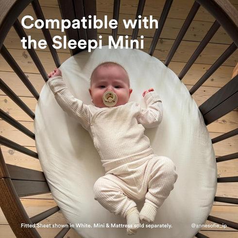 V3, V3 100% Stokke Sleepi Mini Fitted Sheet Flower Ecru - Compatible with Sleepi Mini Mattress - Washable - Fine Cotton