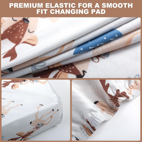 FHMJYH 2 Pack Changing Table Pad Cover Elastic Changing Pad Cover Premium Baby Changing Pad Cover for Boys Girls Soft