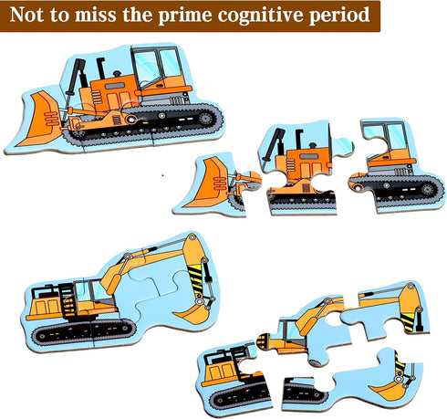 Magnetic Puzzles for Kids Ages 1-3, Travel Toddler Puzzles Ages 2-4, Excavator Refrigerator Magnet Learning Gift