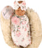 Galabloomer Receiving Blanket Headband Set Flower Print Baby Swaddle Receiving Blankets (white