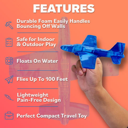 Summer 3 4 5 6 7 8 3 4 5 6 7 8 9+ Airplane Toy Foam Airplanes for Kids - Best Gift for Boys & Girls - Easy to Throw