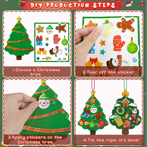 80UncleKimby 60pcs Set Christmas Crafts for Kids - DIY Xmas Tree Ornaments with Sticker Kits - for Holiday Decorations