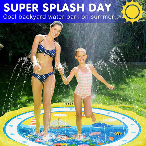 HITOP Kids Sprinklers for Outside - Splash Pad for Toddlers & Baby Pool 3-in-1 60" Water Toys