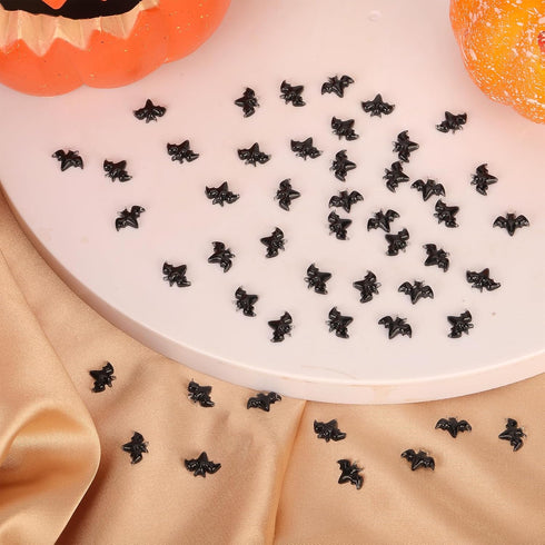XIHIRCD 60pcs Halloween Mini Bats, Smooth Washable Resin Halloween Dollhouse Miniatures Dollhouse Miniature Tiny Bats