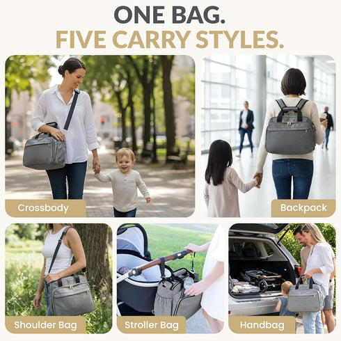 4 1 Backpack, Mellories in Convertible Baby Diaper Bag Converts from Tote to Stroller & Crossbody Diaper Bag Gray Baby
