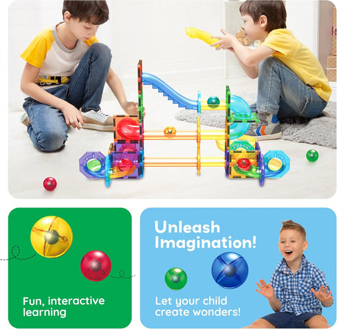 Pack 3+ PTG01 PicassoTiles Magnetic Marble Run Add-On Expansion for Magnet Tile Building Blocks Maze Construction Toy