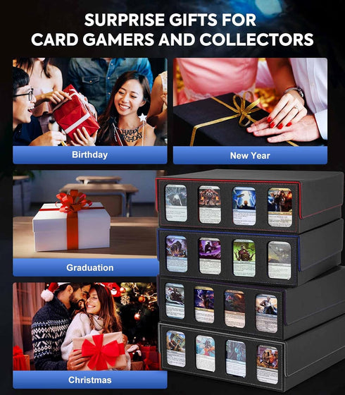 MoKo Card Storage Box for Trading Cards, 3000+ MTG Deck Box with 24 Colorful Dividers & 4 Card Supporters