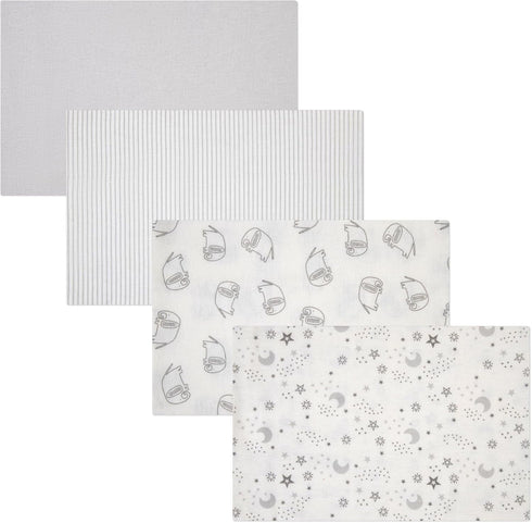 4-Pack Unisex Baby Cotton Flannel Receiving Blankets, One Size Newborn Swaddle (30 x 30)