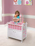 Toy Doll Bed with Storage Cabinet by Badger Basket, Chevron Bedding for 22 inch Dolls
