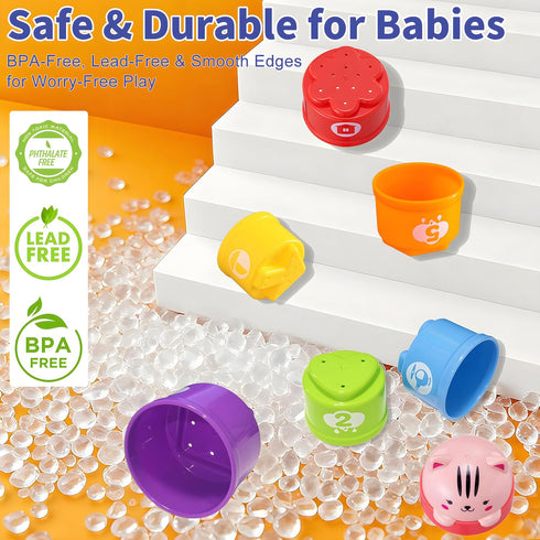 1-3, 6 9 12 18 1 1-2 WEEJOYGAM Baby Stacking Cups, Nesting Stacking Toys for Toddlers Infant Easter Basket Stuffers