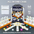 Queensell Mexican Train Dominoes Set - Double 12 with Numbers and 4 Holders - Wooden Hub and Tiles Holders