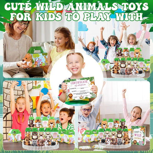 Jiytivity 38 12 12 12 1 1 Pcs Safari Jungle Party Favors Include Foldable Paper Boxes Forest Mini Stuffed Animals