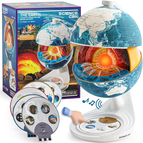 Science Can Openable Globe for Kids, 8 Inch Interactive World Globe, Talking
