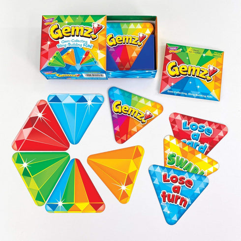 Gemz! Three Corner Card Game, Family-Friendly Fast Playing, 2-4 Players, Ages 4 and Up, Collect 6 Gemz Cards