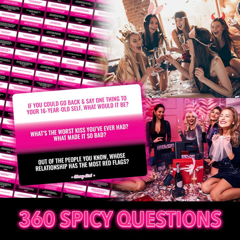 Girls Night Conversation Starter Cards - 360 Fun & Spicy Questions for Bachelorette and Birthday Parties