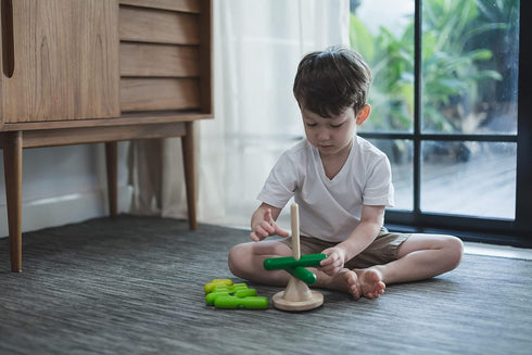 PlanToys Stacking Toys Tree Set - Chemical-Free Toddler Toys with 9 Wooden Pieces
