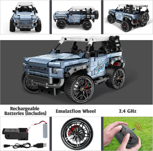 1 4x4 2 1 6+ (503 OWNONE Off Road Pickup Building Kit, in Stem Building Toy with Remote Control, Technique Race Car