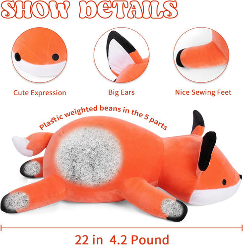 24 inches 4.2 lbs, 4.2 OurHonor Fox Weighted Stuffed Animals Weighted Stuffed Animal Pound, Weight Plush Fox Plushies