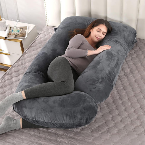 Elover 57" U-Shaped Full Body Pregnancy Pillow for Sleeping Maternity Pillow with Removable Cover, Support for Back