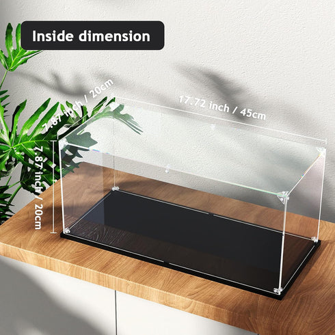 Clear Acrylic Display Case - Self Assemble Box for Collectibles, Alternative to Glass Case (17.7x8x8 inch)