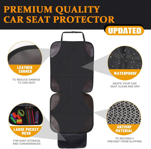 Ponjson Pockets-2 Pack Car Seat Protector, Auto Car Leather Seats Waterproof Thick Padding&Non-Slip Seat Cover Pad