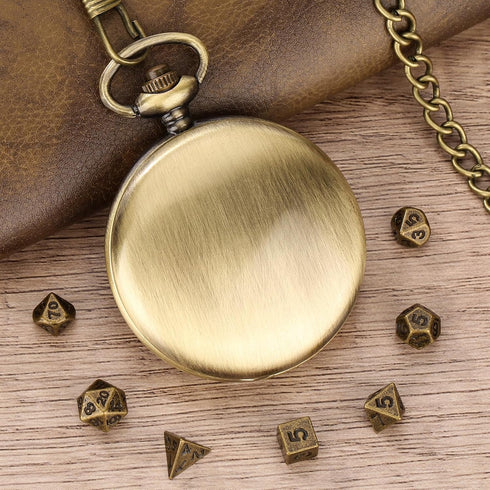 Mini DND Dice Set: 7pcs Polyhedral Metal D&D Dice with Smooth Pocket Watch Shell Case, Gifts & Accessories