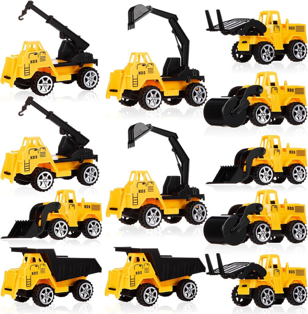 12 Pcs Construction Party Favors Engineering Trucks Small Digger Truck Toys Christmas