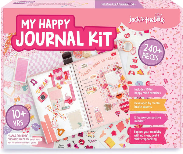jackinthebox DIY Journal for Girls Ages 8-12, 242 PCS Scrapbook Kit with 10 Fun Guided Spreads