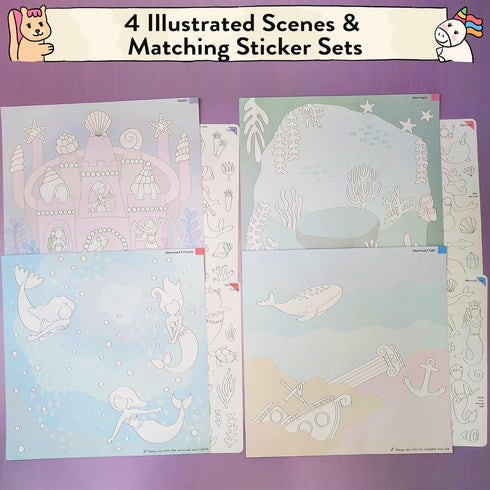 Set 4-10 Together Art Mermaid Color Your Own Storytelling Sticker Kit Coloring Your Own Stickers & DIY Storytelling