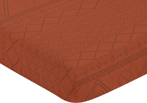 Sweet Jojo Designs Tribal Boho Dot Boy or Girl Fitted Crib Sheet Baby or Toddler Bed Nursery - Rust Orange and Black