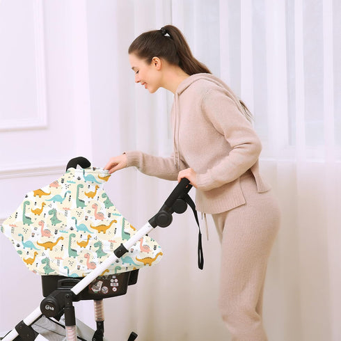 Multi-use Carseat Covers Breastfeeding Cover - Stretchy Canopy Cover for Babies, Boys and Girls Shower Gifts