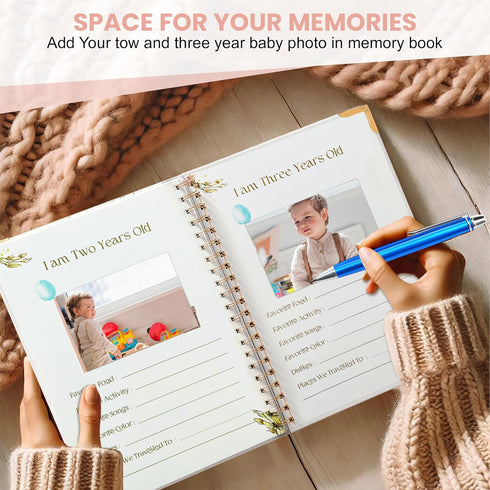 Virproj 3 Baby Memory Book for Gender Neutral, Timeless First Years Baby Book, Pregnancy Journal Memory Book