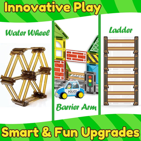 18pcs Oriate Farm Animals Fences Magnetic Tiles, Magnet Fencing Compatible Garden Farming Zoo Dinosaur, Kids Magnetic