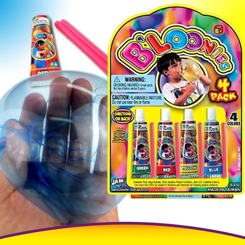 JA-RU B'loonies Plastic Balloons Variety Pack, 4 Tubes in 1, Great Original Bubble Making Toy for Kids and Adults