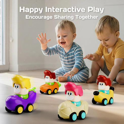 1-3, Set, 18 24 1st 1-2 iPlay, iLearn Press to Go Car Toys for Toddlers Baby Fruit Racing Cars, Infant Play Vehicle