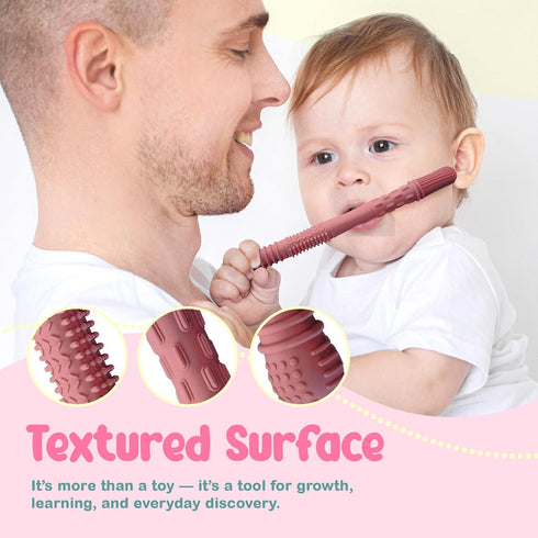 Set 3+ Silicone Baby Teething Toys, Soft Teether for Sore Gums, BPA Free Chew Toys for Infants Months, Textured