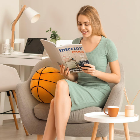 11.8", 3D OurHonor Basketball Pillow, Basketball Plush Basketball Stuffed Animal, Fluffy Cute Stuffed Sports Ball