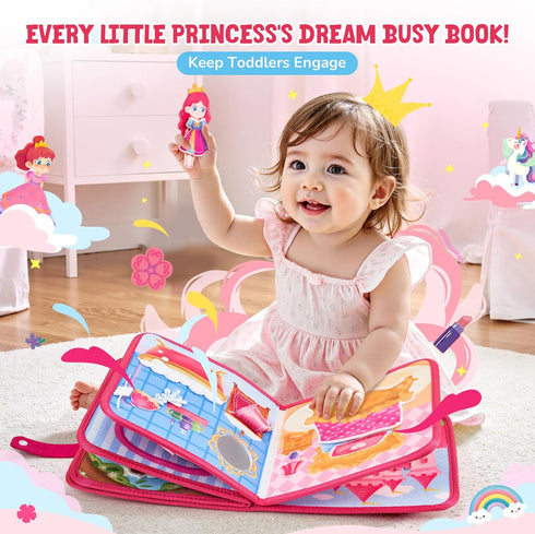 1-3, 1 JoyCat Travel Toys for Toddlers Princess Busy Book Busy Book for Year Old, Dress-Up, Unicorn & Castle Play Quiet