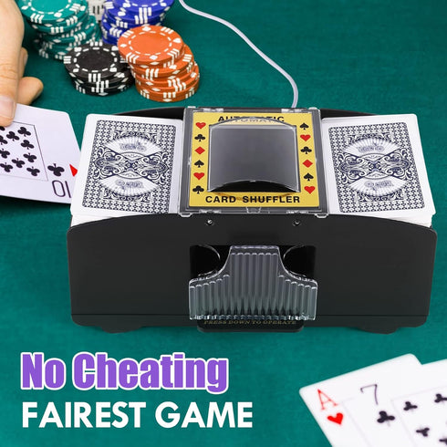 Automatic Card Shuffler 2 Deck: USB-C/Battery-Powered Electric Playing Card Shuffler for Home Card Games
