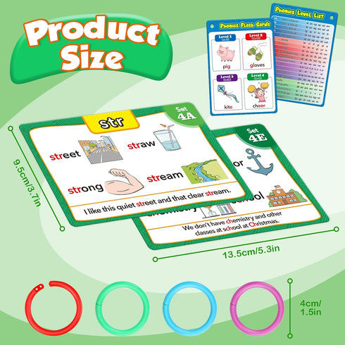 1st 2nd 3rd Torlam Phonics Flash Cards Learn to Read Spelling Reading Sight Words Phonics Games, Digraphs CVC Blends