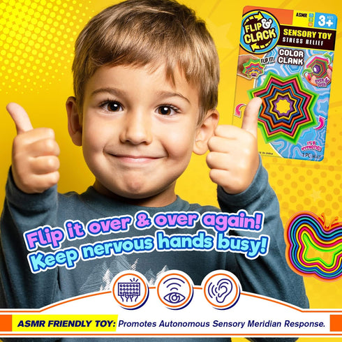 JA-RU Shapes Fidget Toys Flip & Crack - 3 Packs Magic Fidget Rattle Toy for Kids & Toddler, Stress Relief