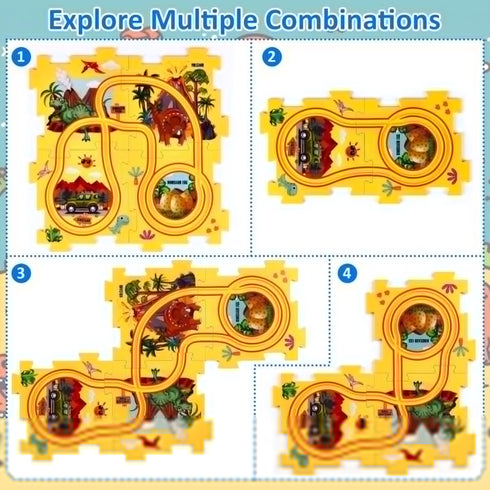 VESPRO 4 Set, 68PCS Set, 3+ Series Toddler Car Track Kids Car Track Play Educational Puzzle Toys for Kids Ages Boys