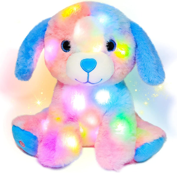 Hopearl Colorful LED Plush Puppy Lighting Up Dog Stuffed Animal Floppy Pup