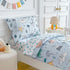 Joyreap 4 Set, Piece Toddler Bedding Cute Dinosaur on Light Blue, Ultra Soft Microfiber Toddler Comforter for Kids Boys