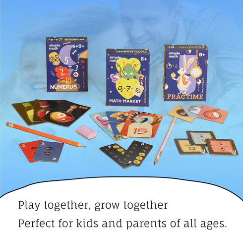 6+ 8+ 3 Recommended 2-6 10 Math Card Games Bundle for Kids & | Games Included | Fun & Education | Help to Build Math